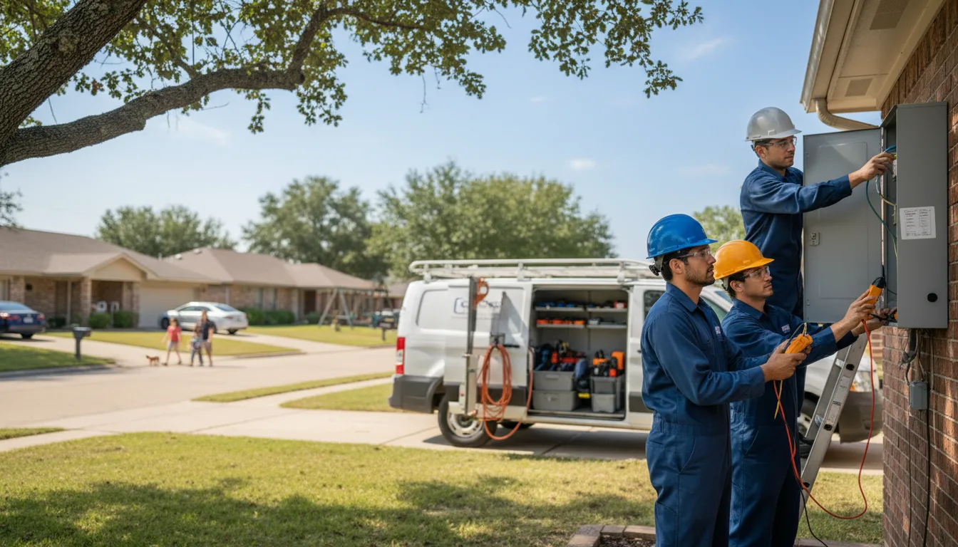 Certified electrician providing emergency electrical services in Fischer, TX
